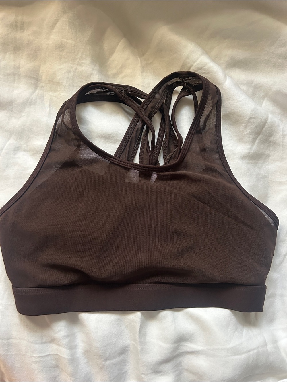Strappy and mesh Brown Sports Bralette